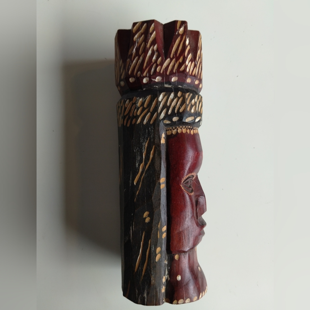 Handcrafted Wooden Tribal Mask 9x3" - Picture 6 of 8